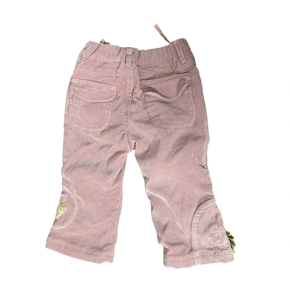 Pampolina 1m Infant Baby Girls pink Flower Corduroy Pants Bottoms Size 18 months
